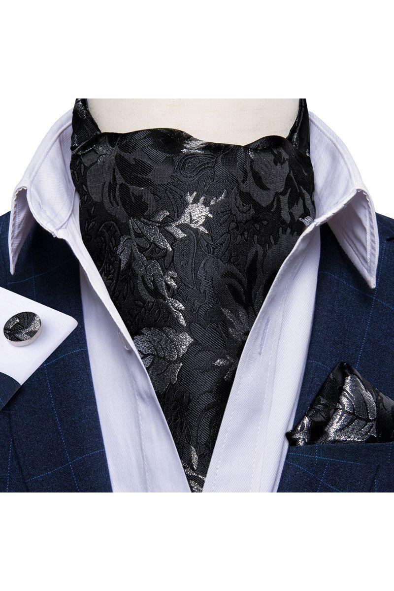 Set Corbata Gruesa Ascot + Paño + Collera formal hombre. Dark Autumn-2