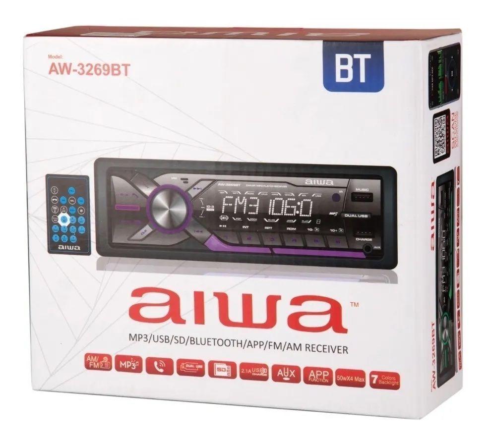 Radio Auto 1 Din Aiwa Bluetooth Mp3 Usb App Music Aw-3269bt-2