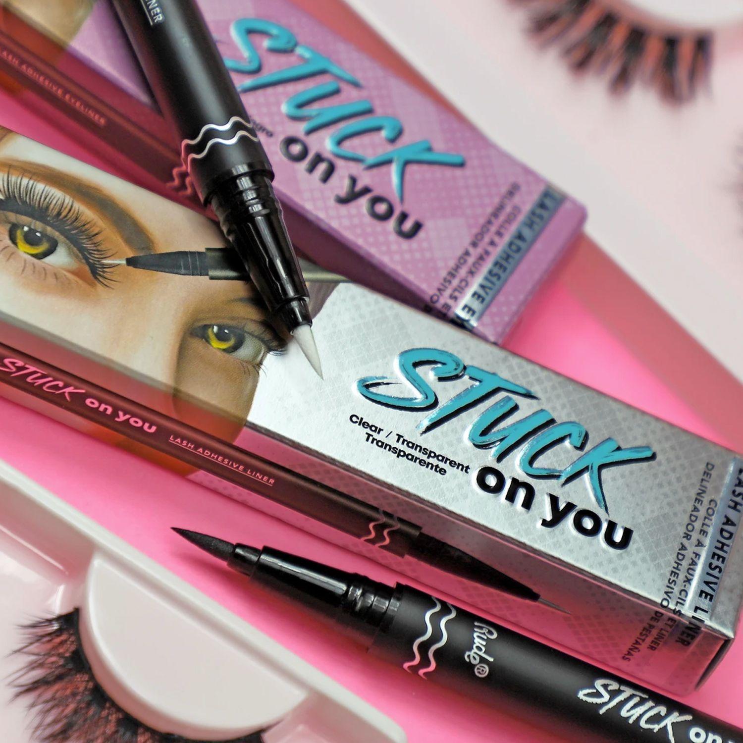 Kit Pestañas "Boba" J-Mask + Delineador Adhesivo "Stuck on You" Negro Rude Cosmetics-5