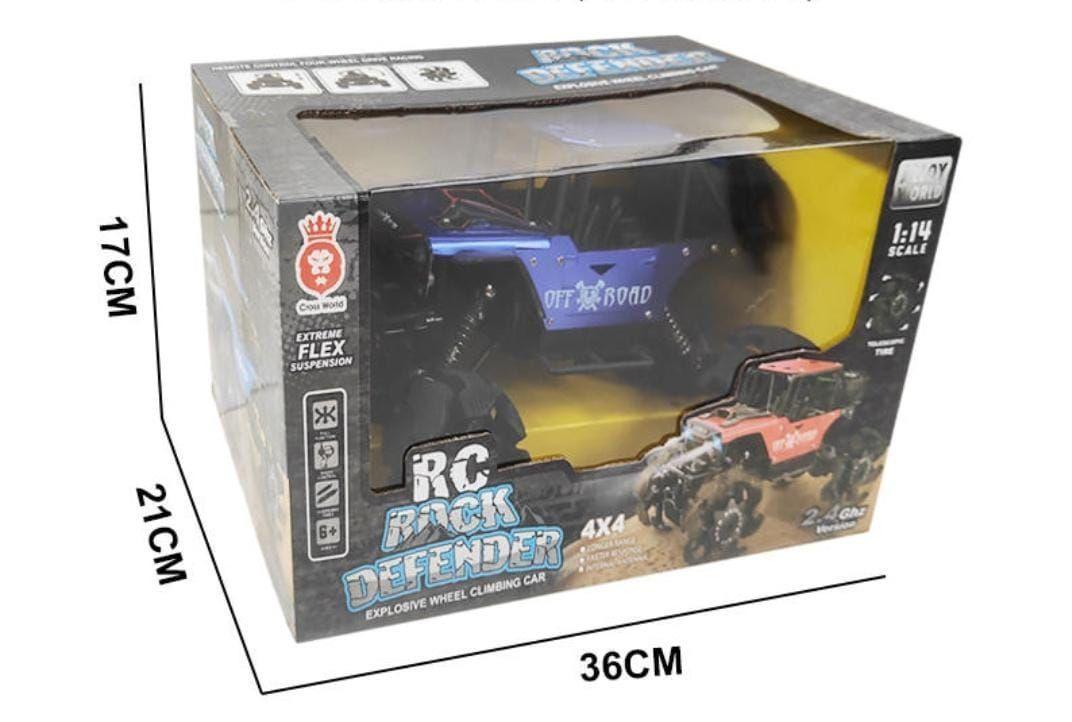 Auto Control Remoto 2,4 Ghz  4x4 Metálico, Spray 1:14, Azul-2