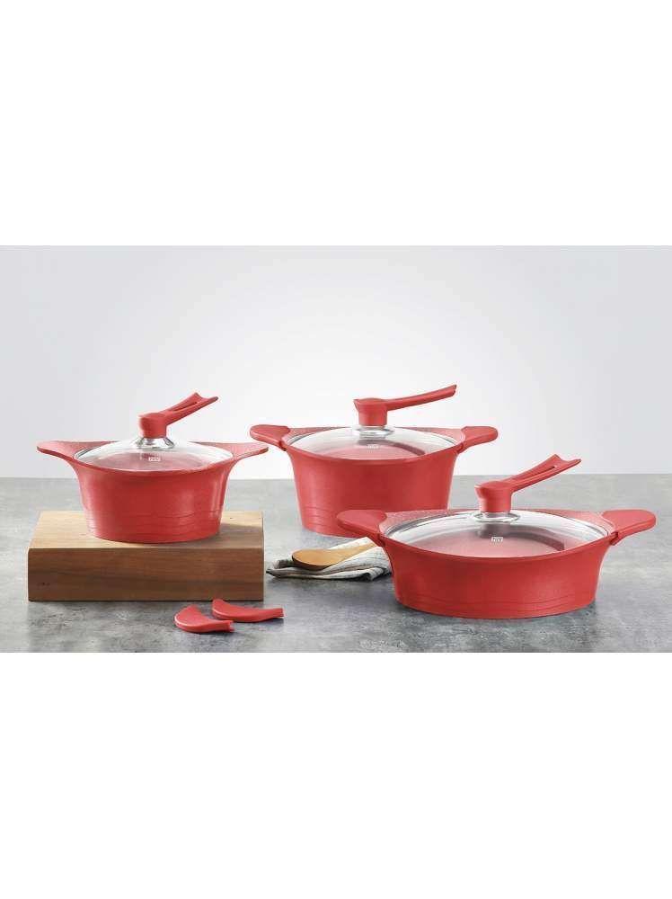 BATERIA DE COCINA ALUMINIO FUNDIDO COLOR CHERRY-2
