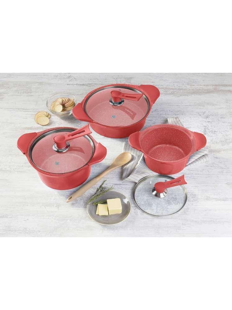 BATERIA DE COCINA ALUMINIO FUNDIDO COLOR CHERRY-1