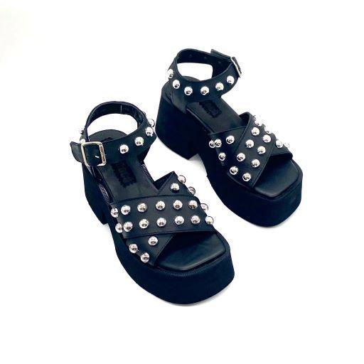 Sandalias Santina Negro Tachas-1