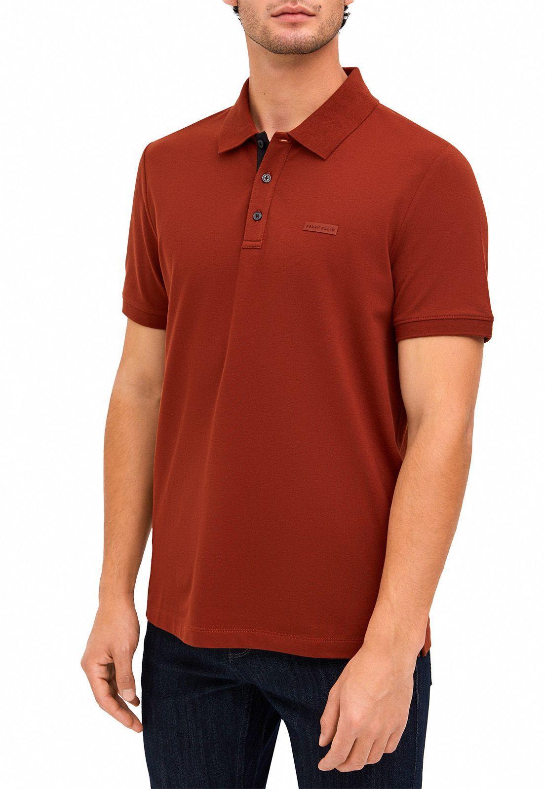 Polera polo piqué terracota-0
