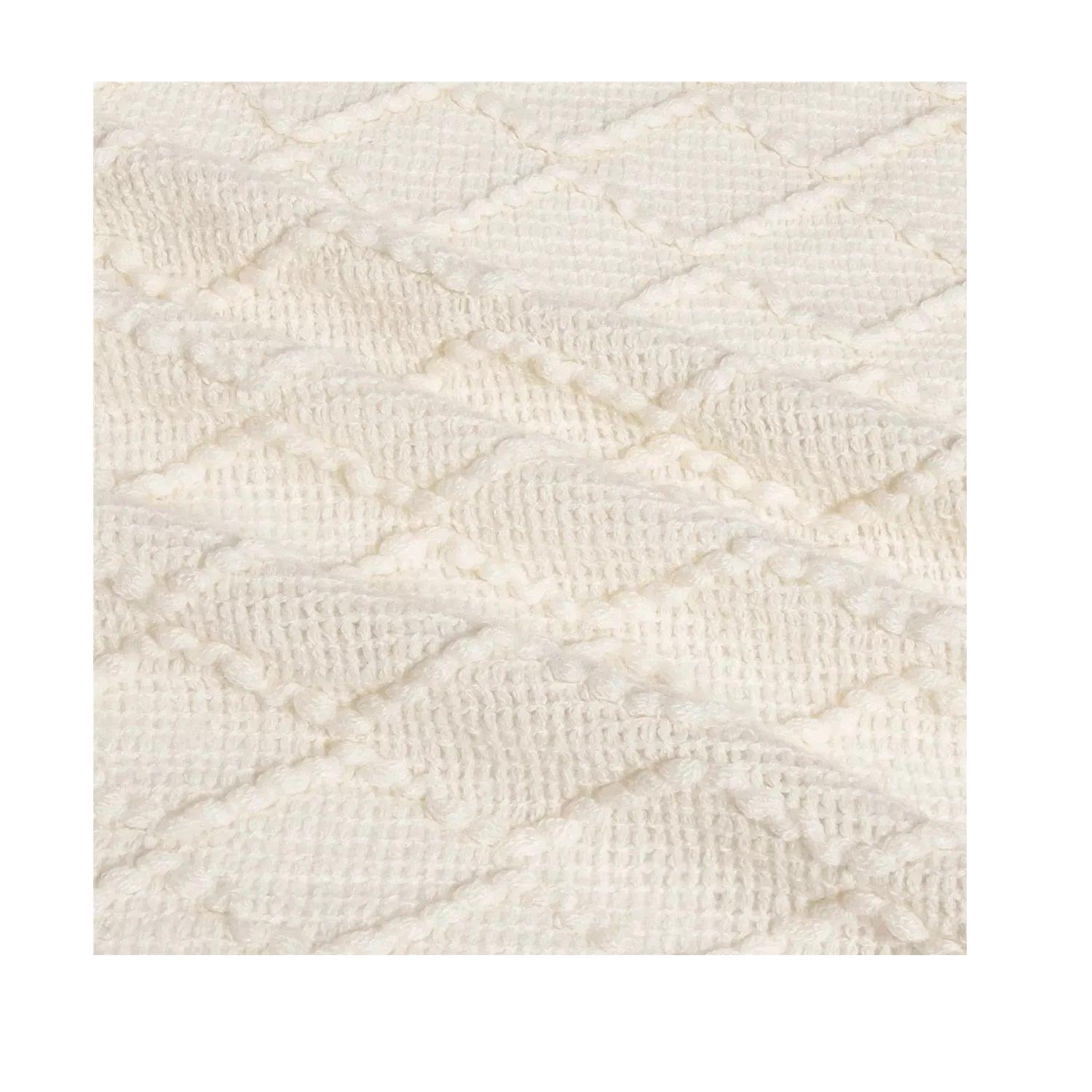Manta Decorativa Tejida Estilo Nordico Para Sofa Sillon Cama Blanco-2