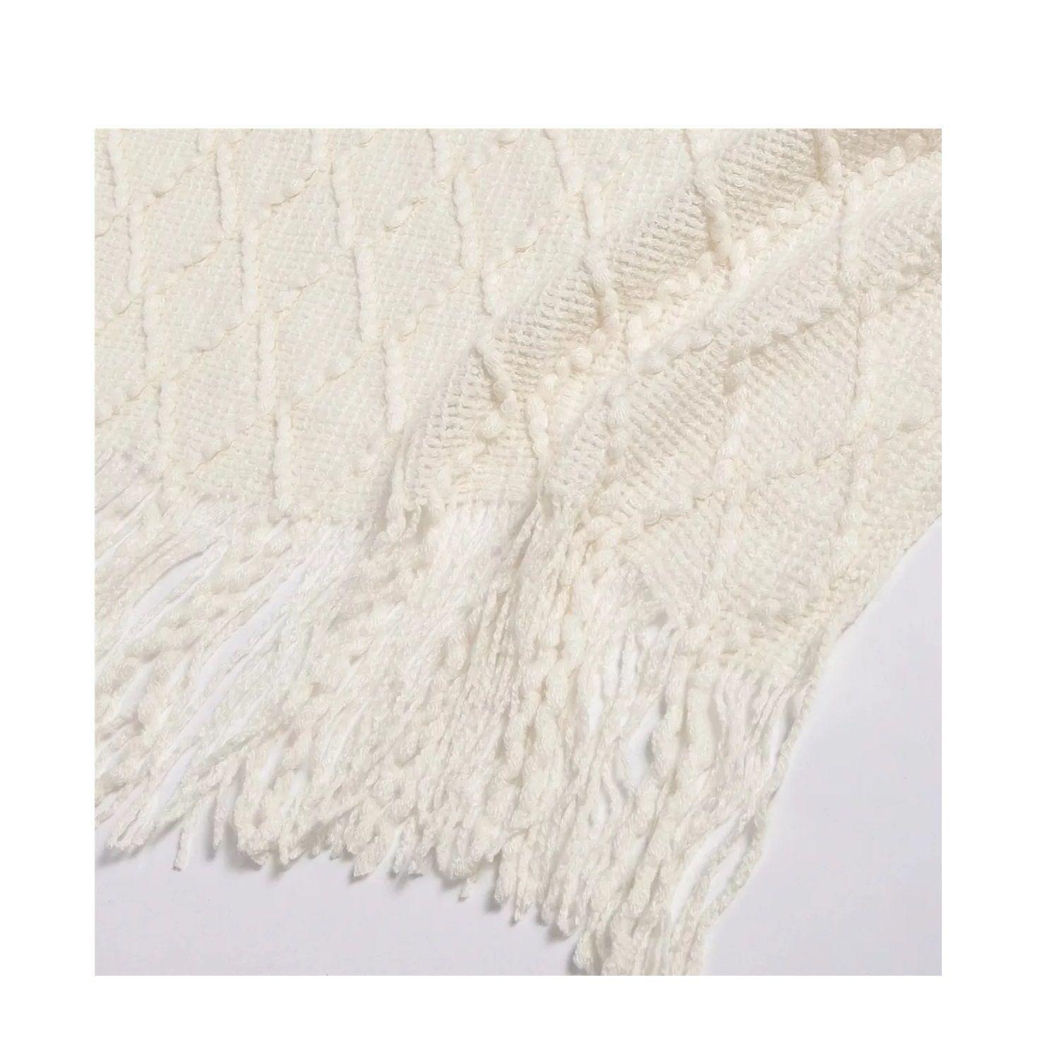 Manta Decorativa Tejida Estilo Nordico Para Sofa Sillon Cama Blanco-1