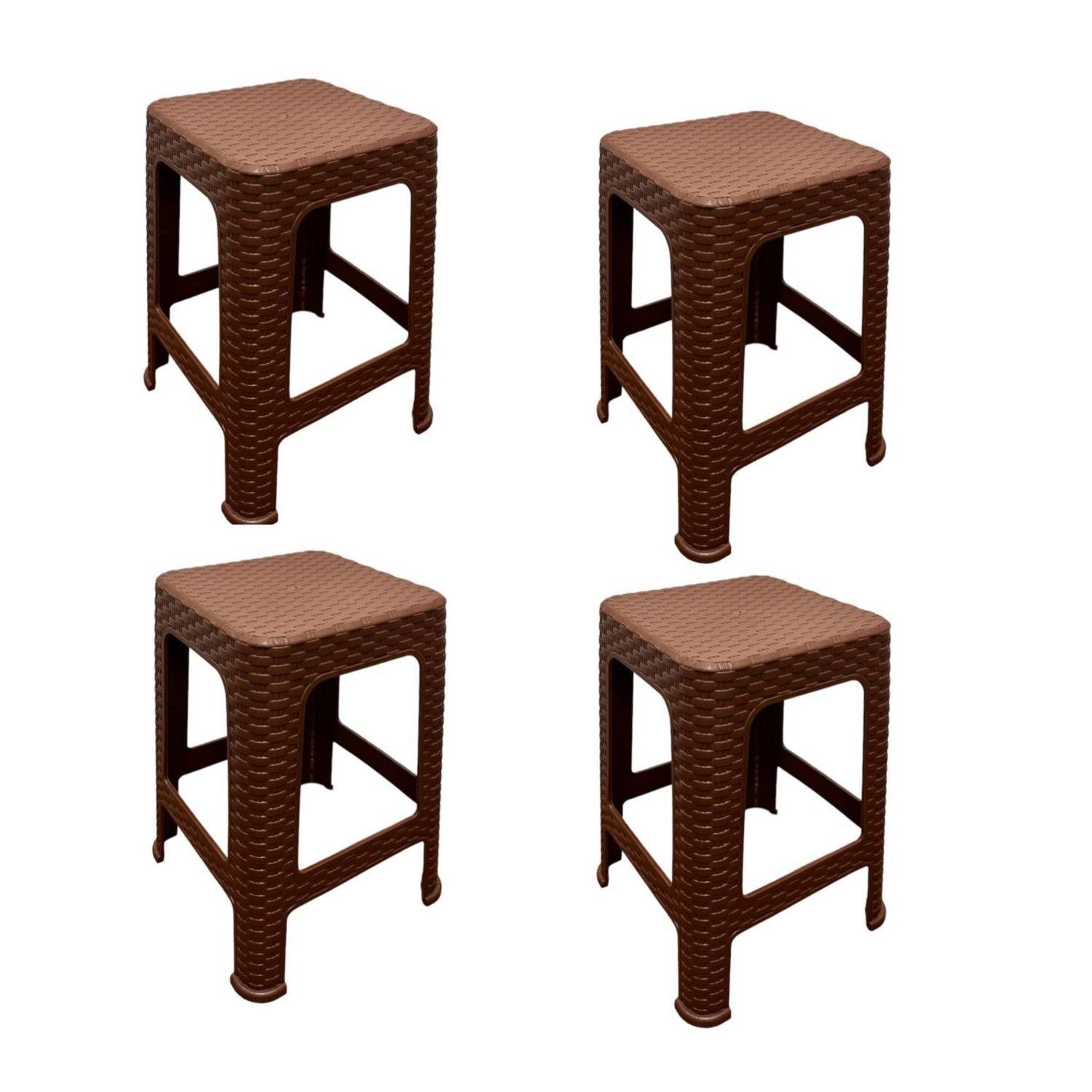 Piso Banco Rattan Plastico Pack 4 Unidades MARRON OSCURO-0