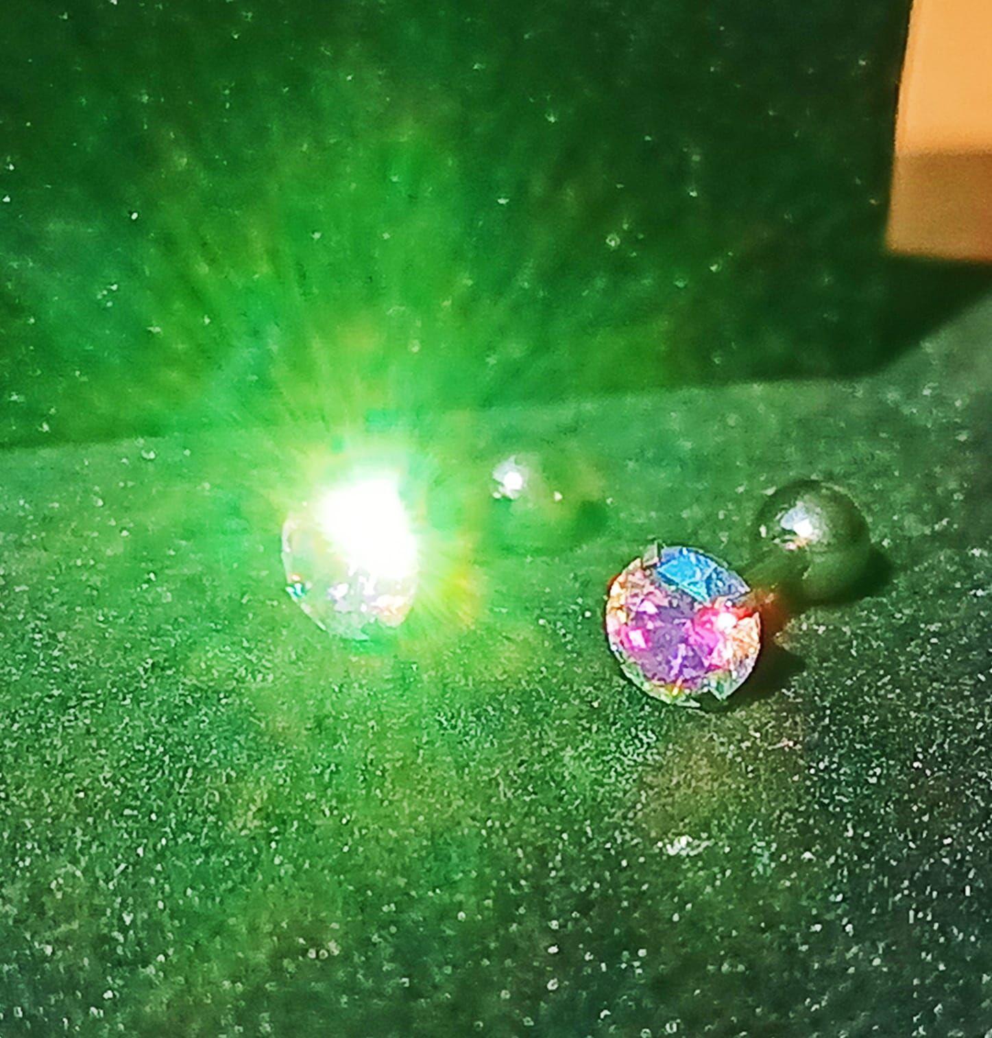 Aros Punto de Luz Acero Inoxidable Tornasol Zirconio Circulo 5mm-6