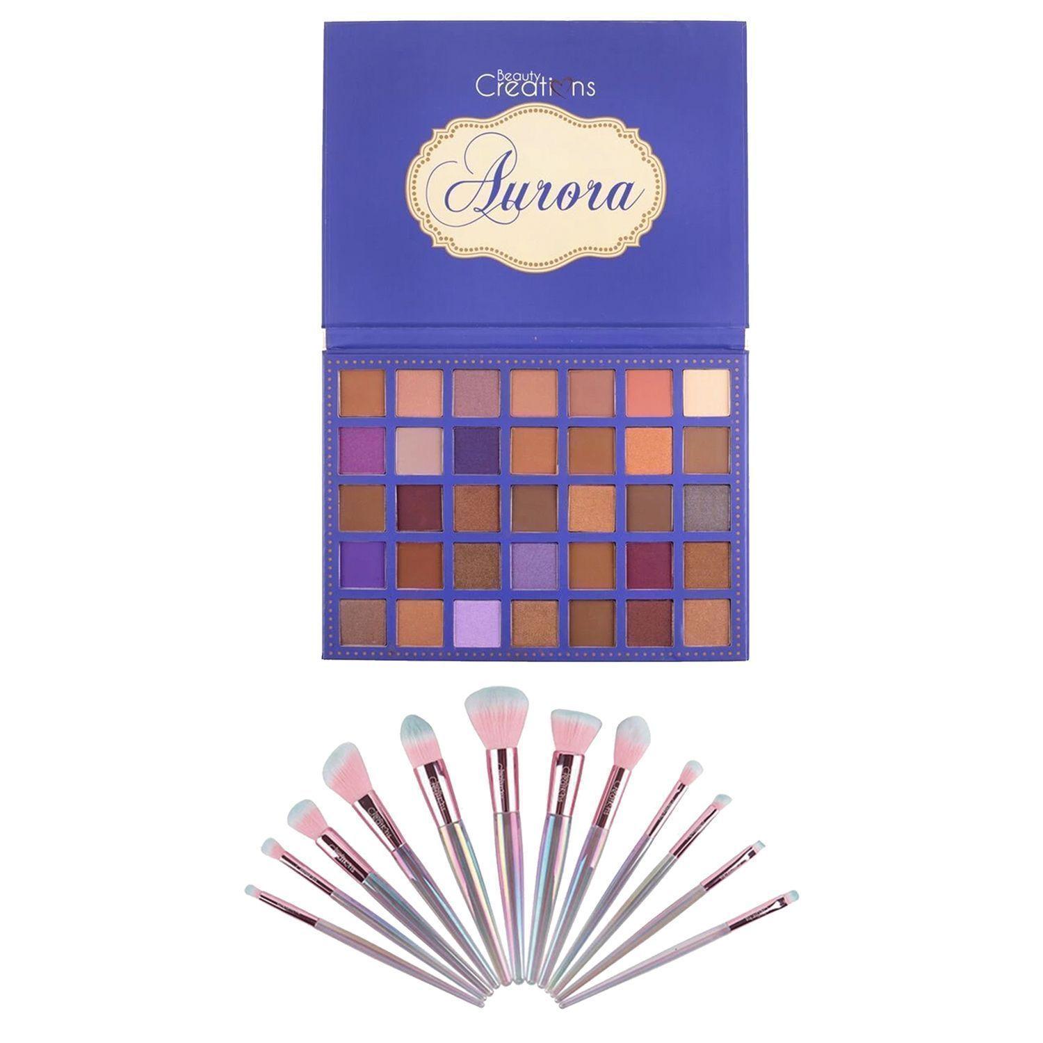 Pack Paleta De Sombra "Aurora" + Set 12 Brochas Holo Fun y Estuche de Beauty Creations-0
