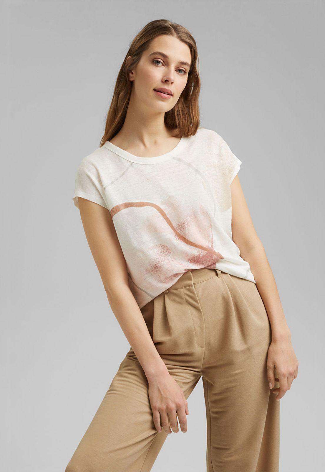 Polera Mujer De Lino Estampada Esprit-0