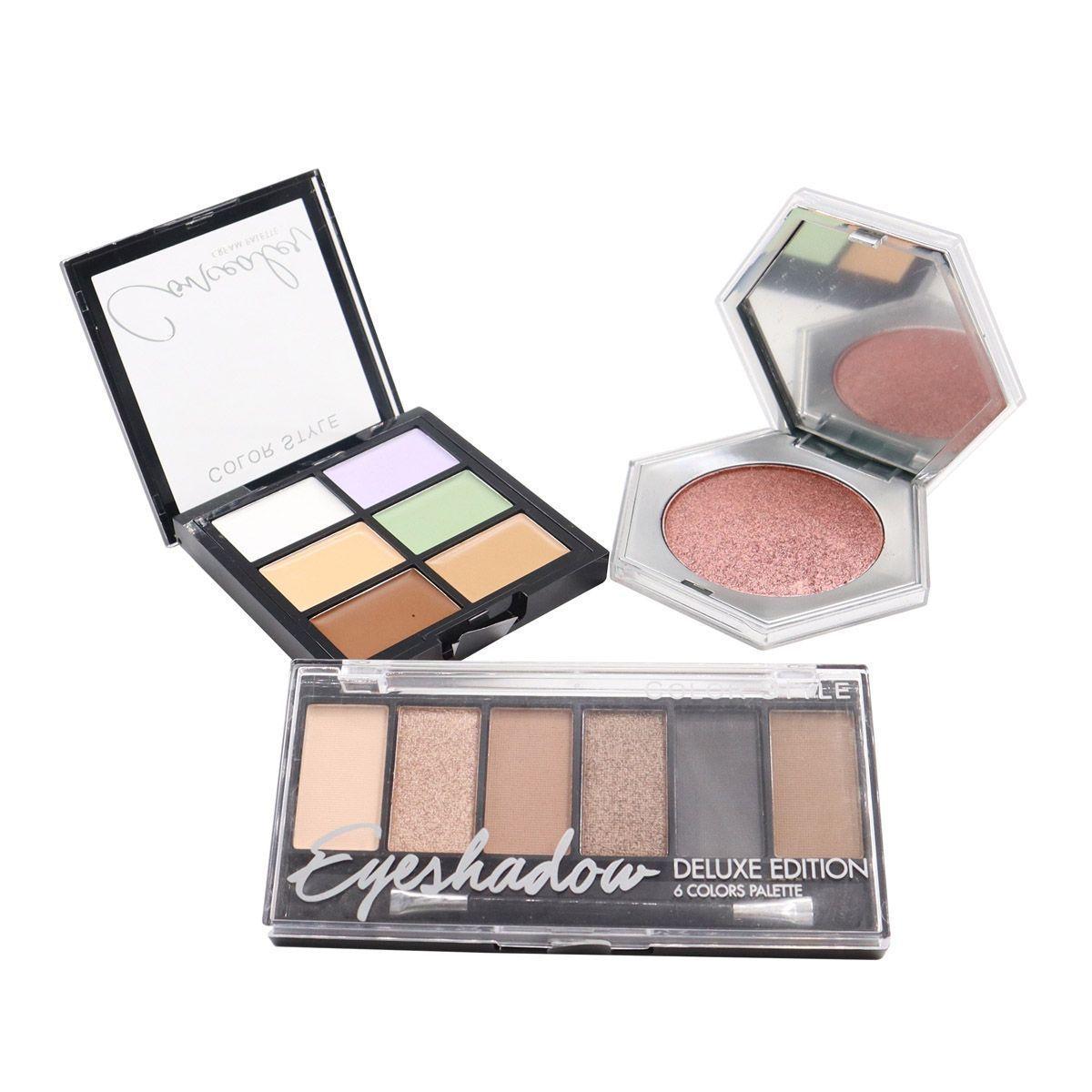 Kit maquillaje Corrector crema Iluminador polvo -0