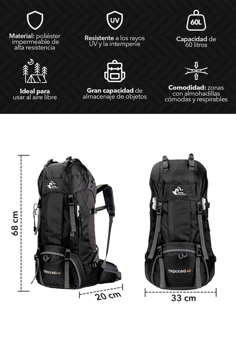 Mochila 60 L Outdoor Trekking Camping Negro-2