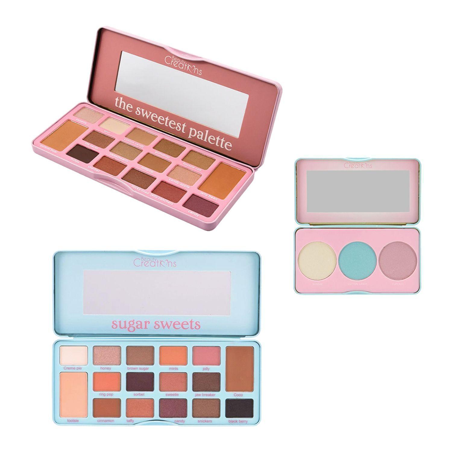 Pack Paleta de Iluminadores "Sweet Glow" + Paleta de Sombras “Sugar Sweet“ y "The Sweetest" de Beauty Creations-0