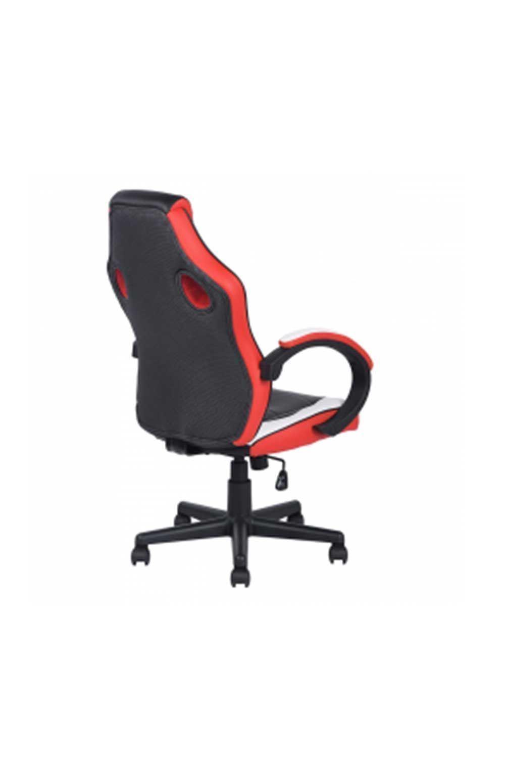 Silla Gamer Pu Flow Ergonómica Escritorio Blanco-Rojo-4