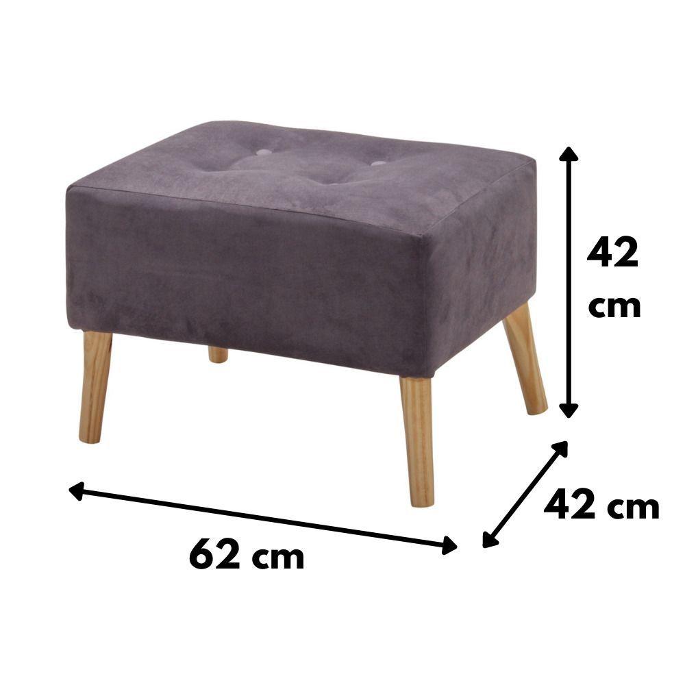 Pouf Petrum Gris Felpa 62x42x42 cm Máxima Design-4