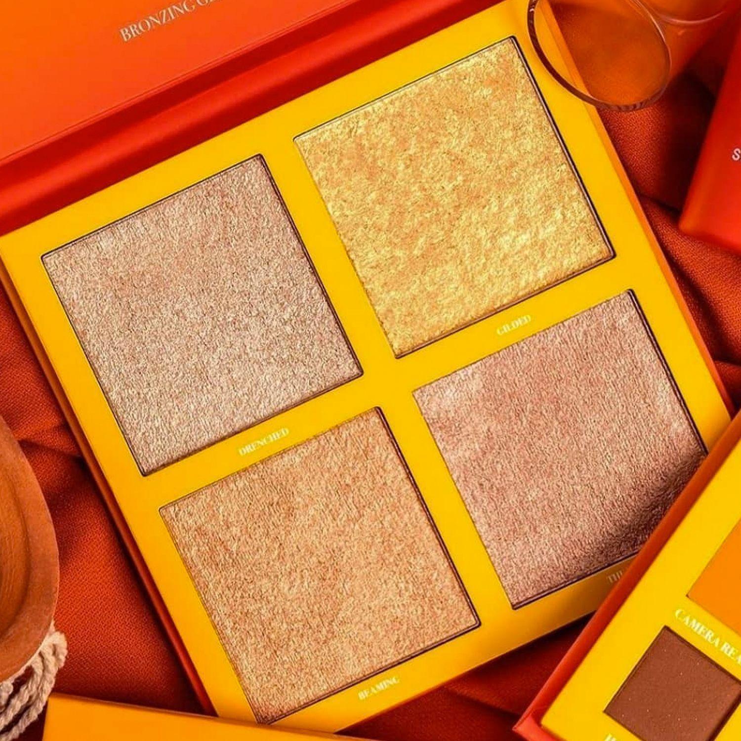Set Paleta de Sombras e Iluminador + Fijador Colección Tempting And Bronze BeBella Cosmetics-2