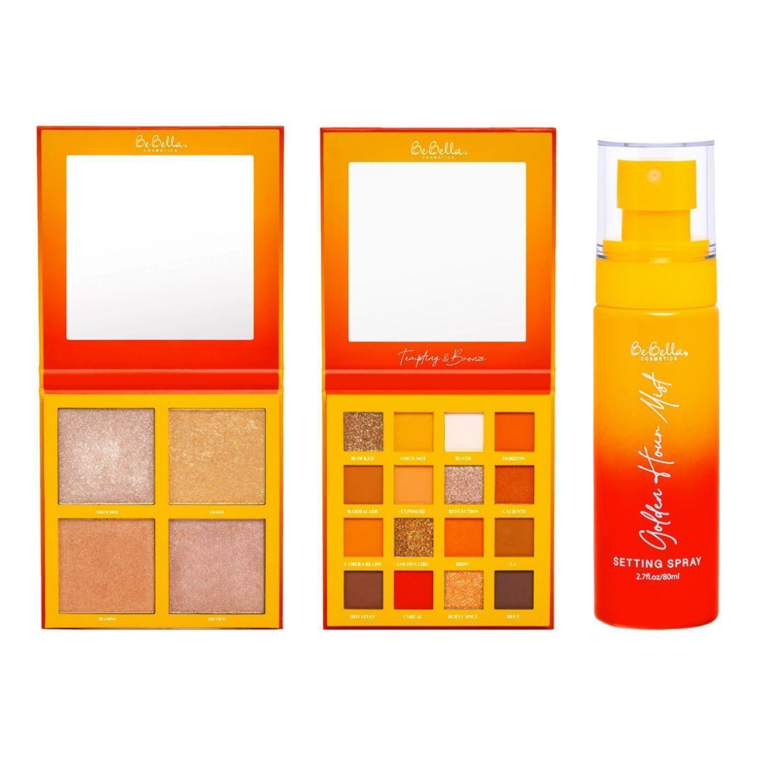 Set Paleta de Sombras e Iluminador + Fijador Colección Tempting And Bronze BeBella Cosmetics-0