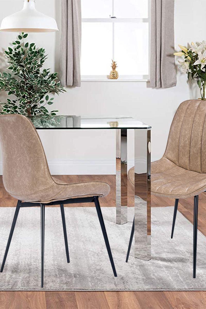 Pack 2 Sillas de Comedor de PU Beige-1