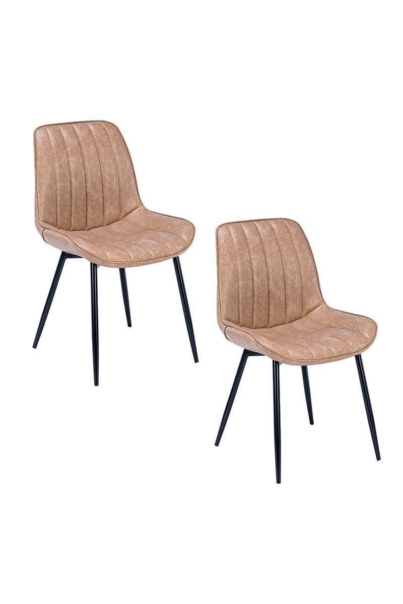 Pack 2 Sillas de Comedor de PU Beige-0