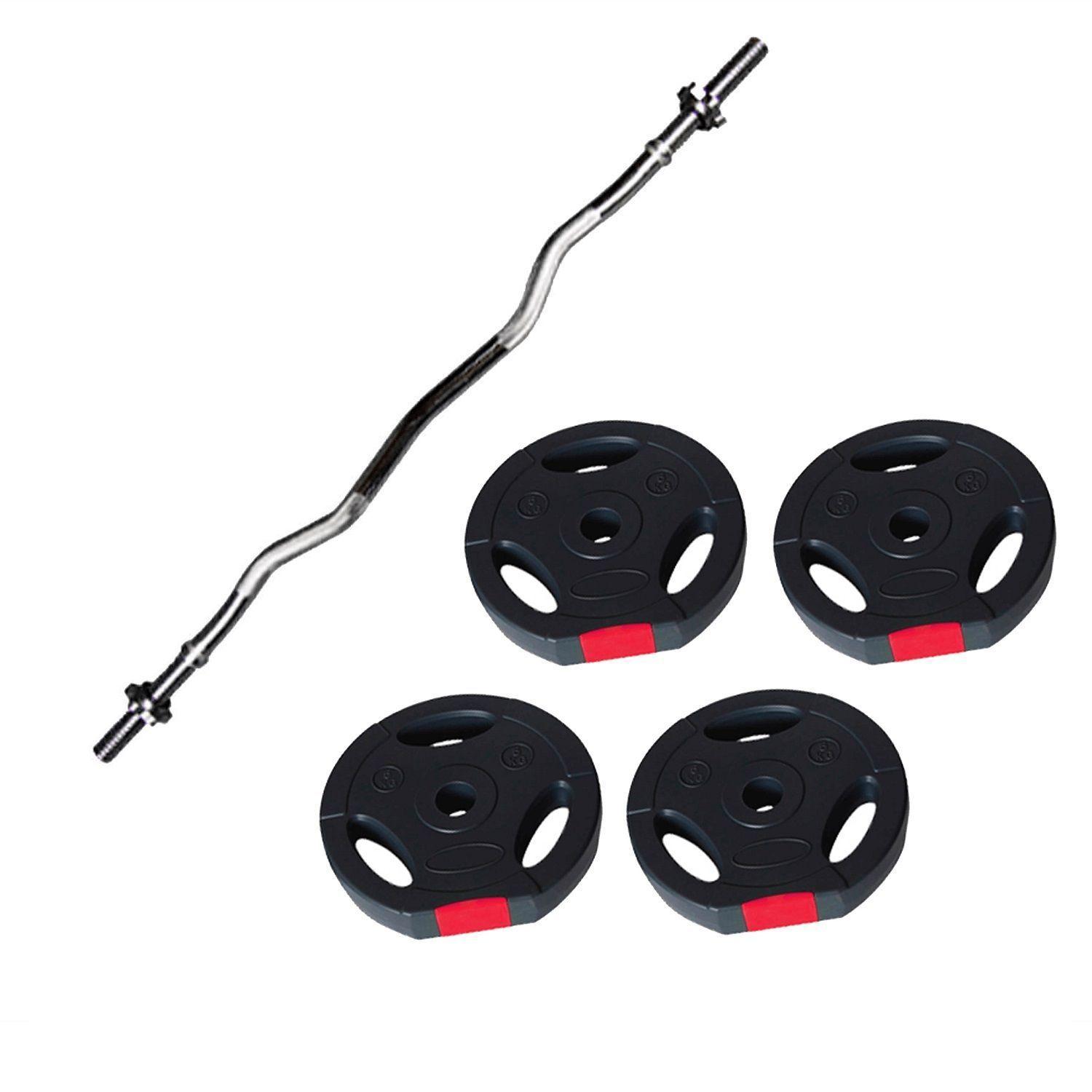 Barra Pre Olímpica Curva Z + 4 Disco Pro 5 KG-0
