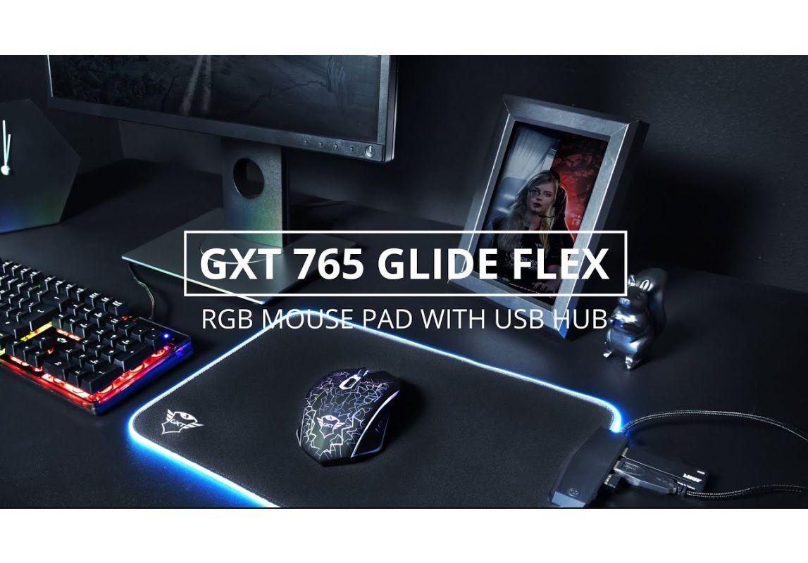 Mouse pad Gamer Trust Glide L Rgb con Hub Usb 4 Puertos-2