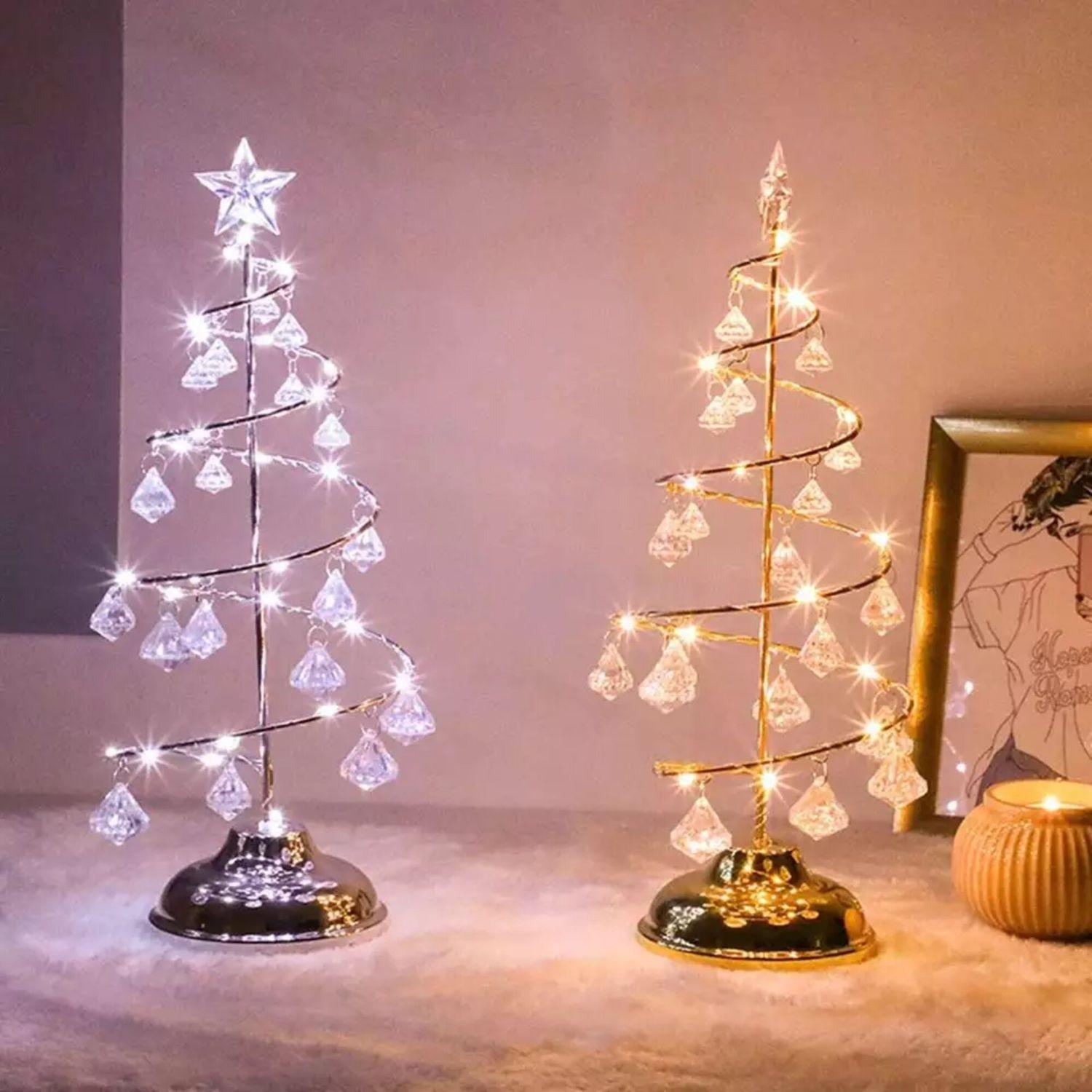Árbol de Navidad Metálico con Luz Led Plateado 33 cm- Bohemik-3