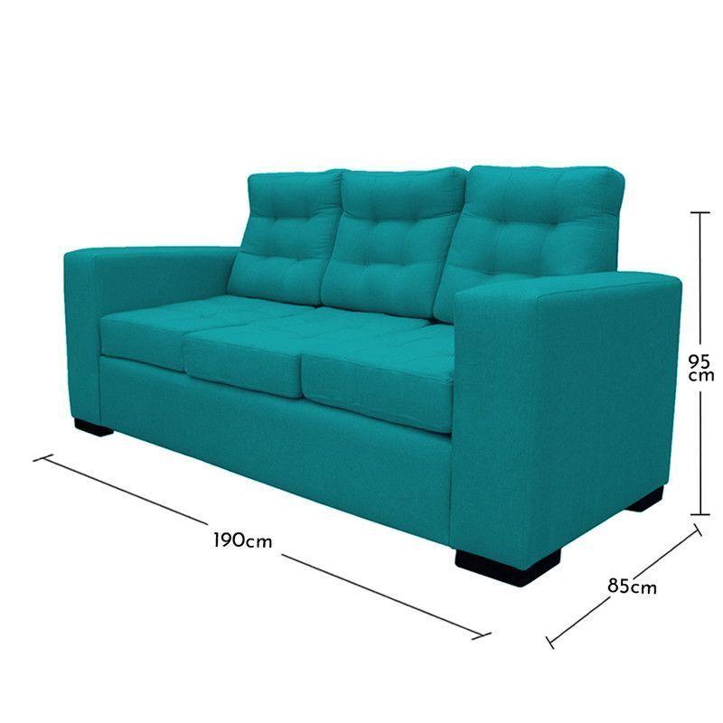 Sofá Antu Chenille Tipo Lino Turquesa 3 Cuerpos-3