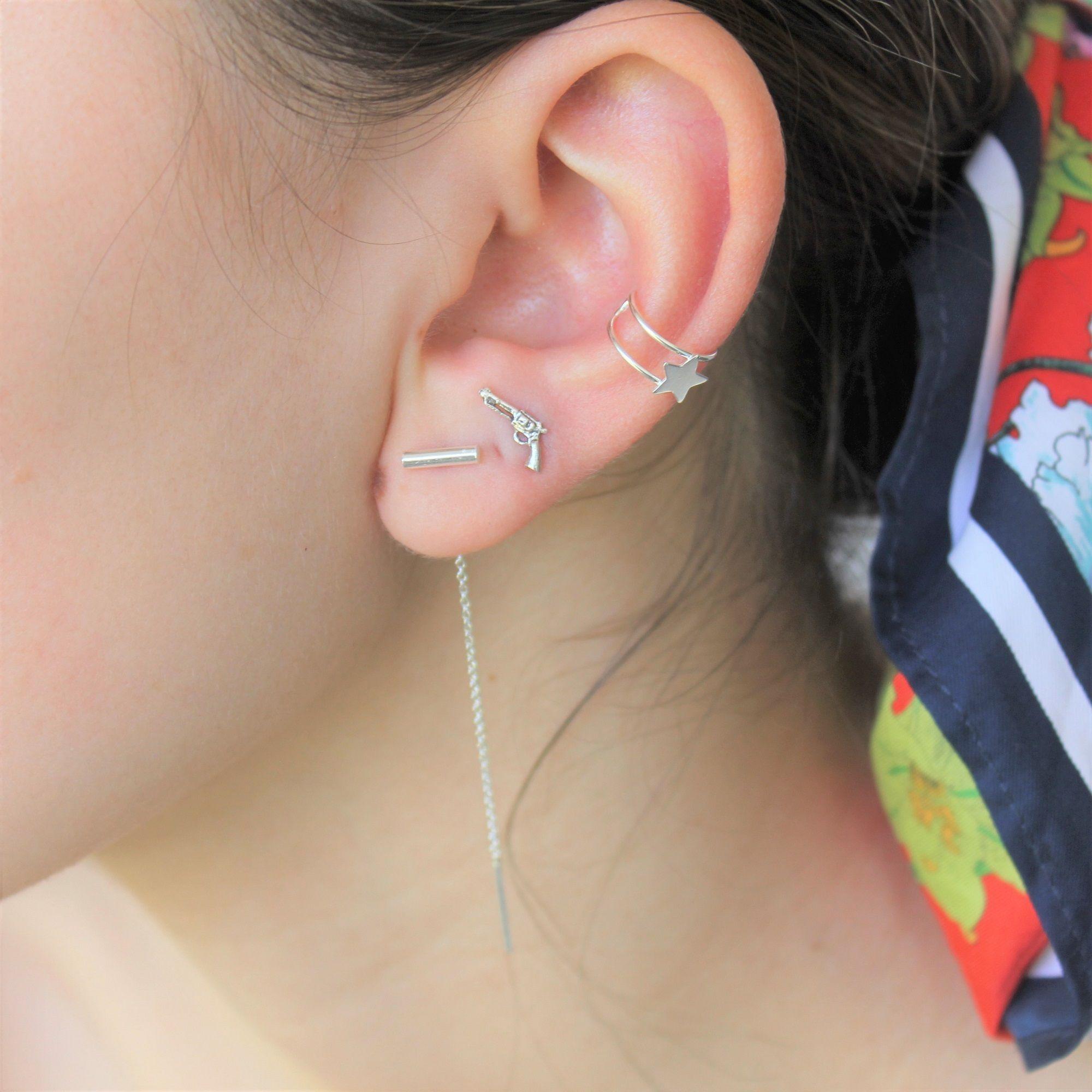 Aros Mini Pistola 10 mm Plata Philippa Joyas-1