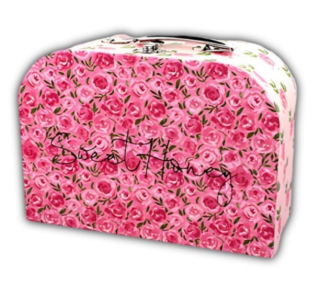 Juego De Tacitas Teteras Platitos Metálicos Caja Regalo Rosa-3