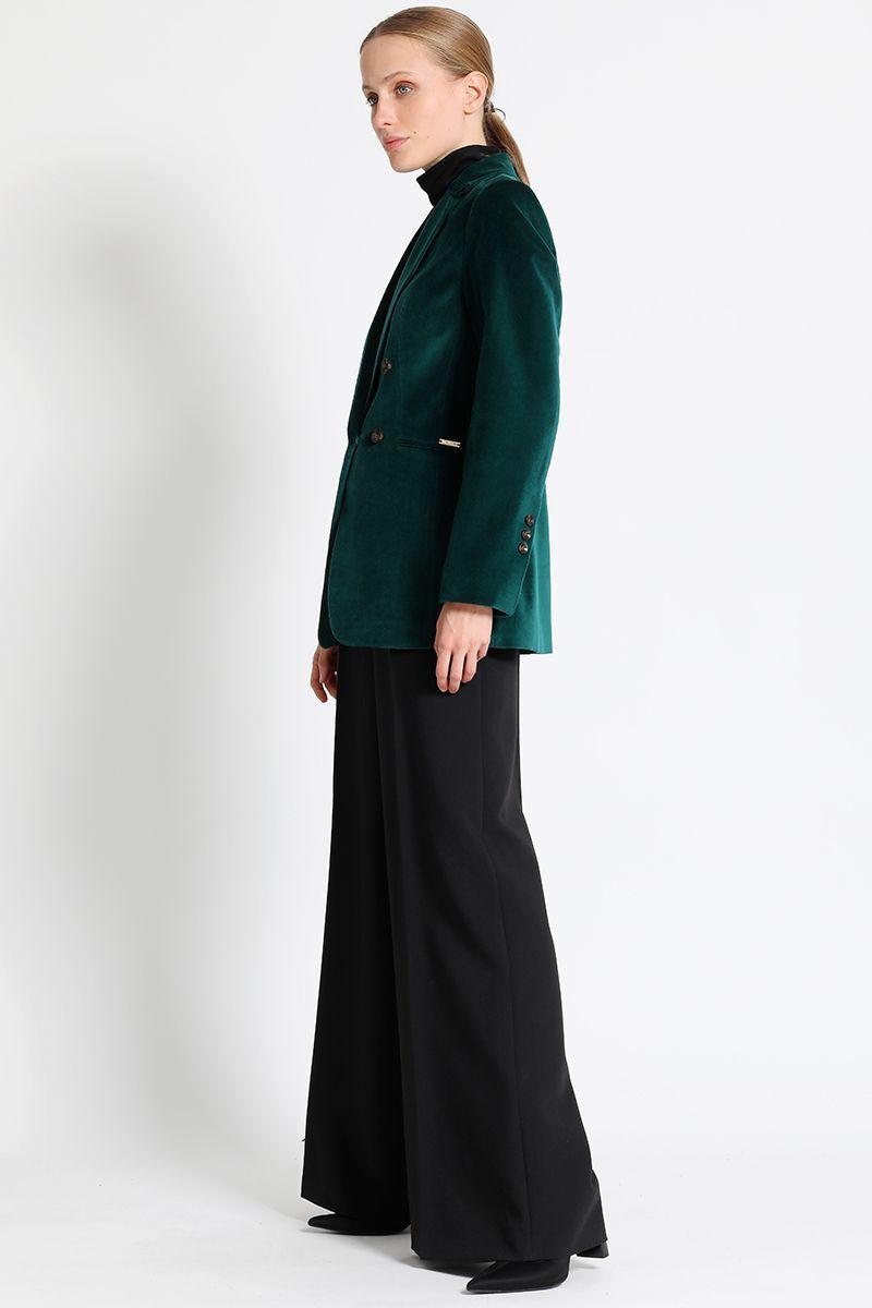 Blazer Largo Terciopelo Verde Liola-5
