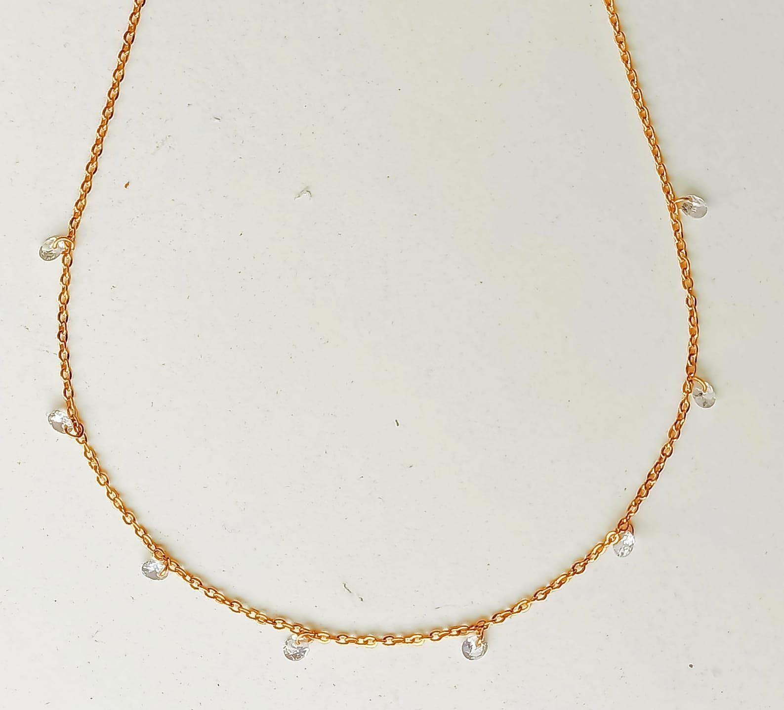 Cadena Colgante Punto De Luz Zirconia Chapado En Oro 18k-3