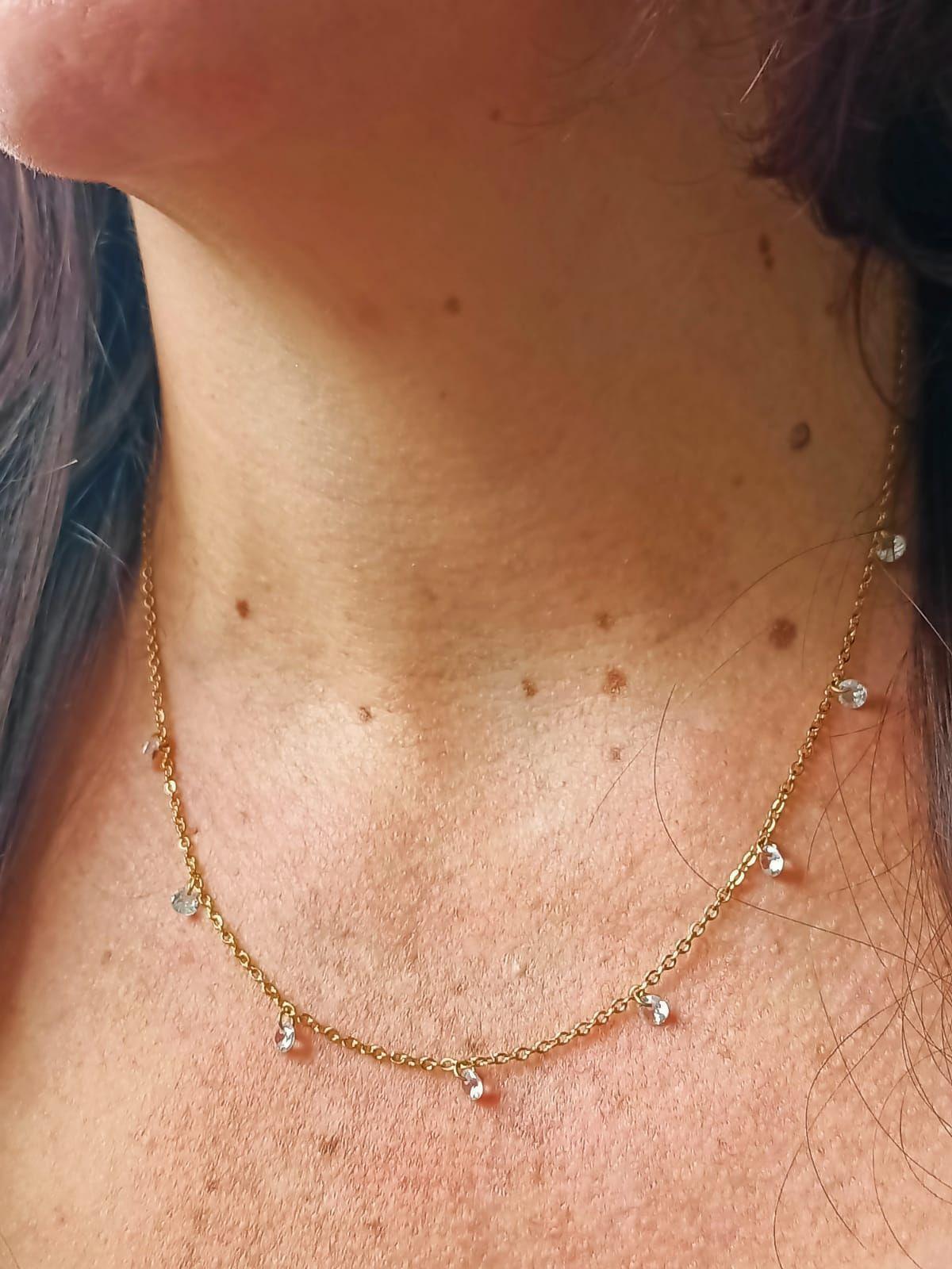 Cadena Colgante Punto De Luz Zirconia Chapado En Oro 18k-4
