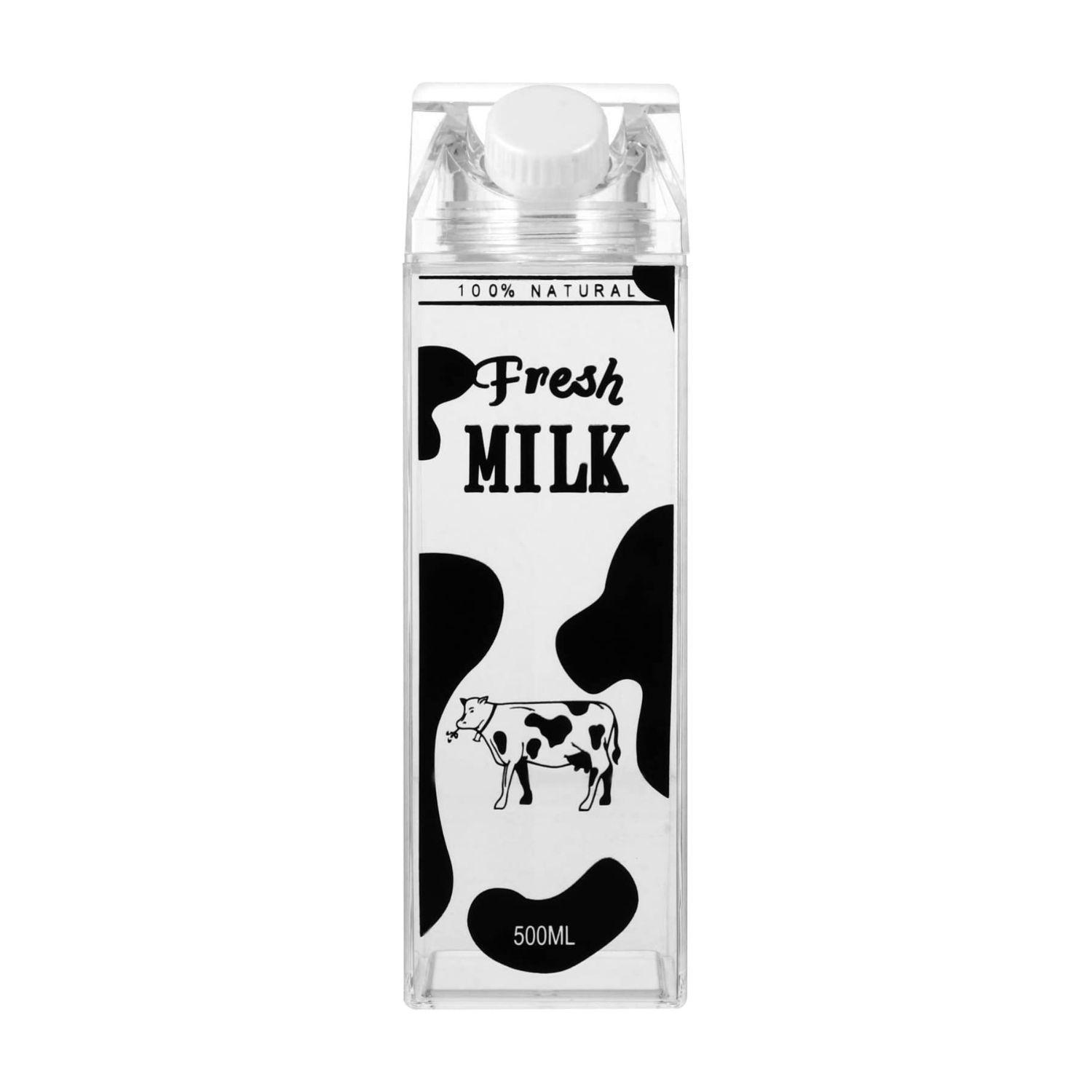 Botella De Agua Acrílico Transparente 500ml Diseño Vaca Negra-0