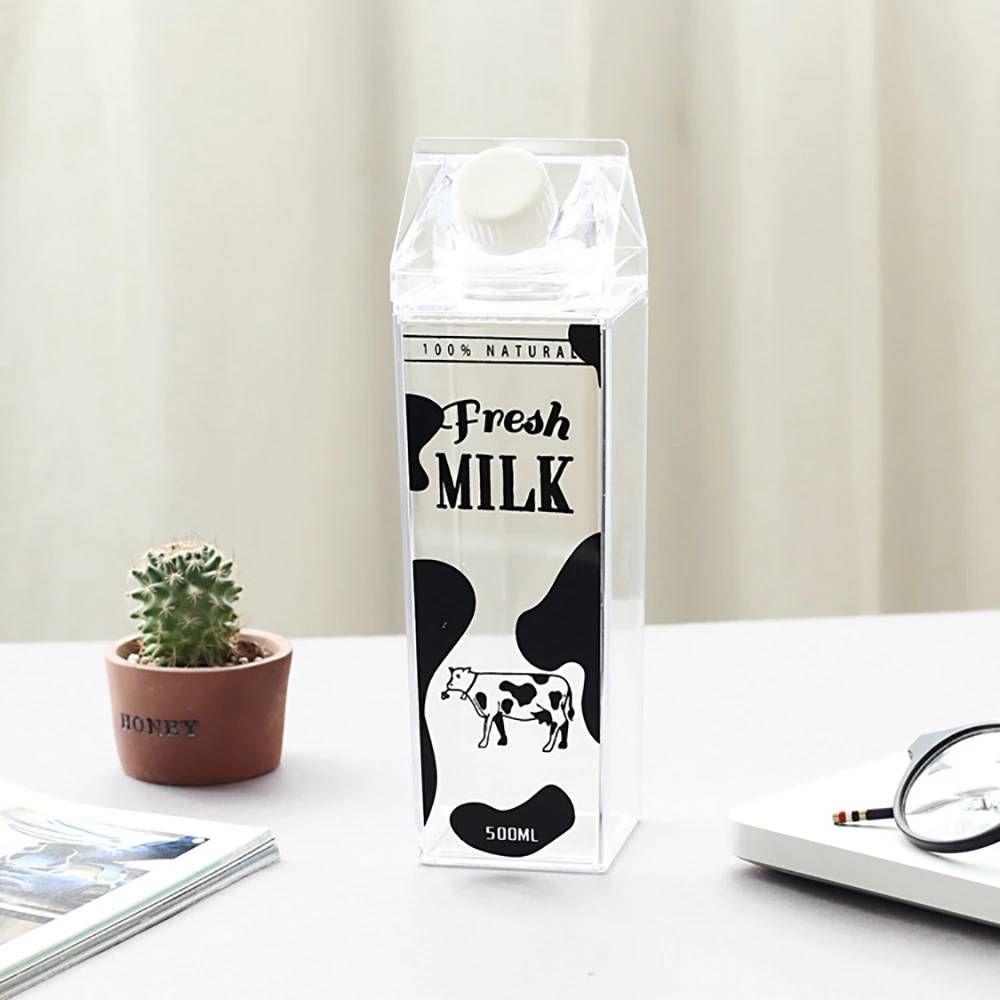 Botella De Agua Acrílico Transparente 500ml Diseño Vaca Negra-5