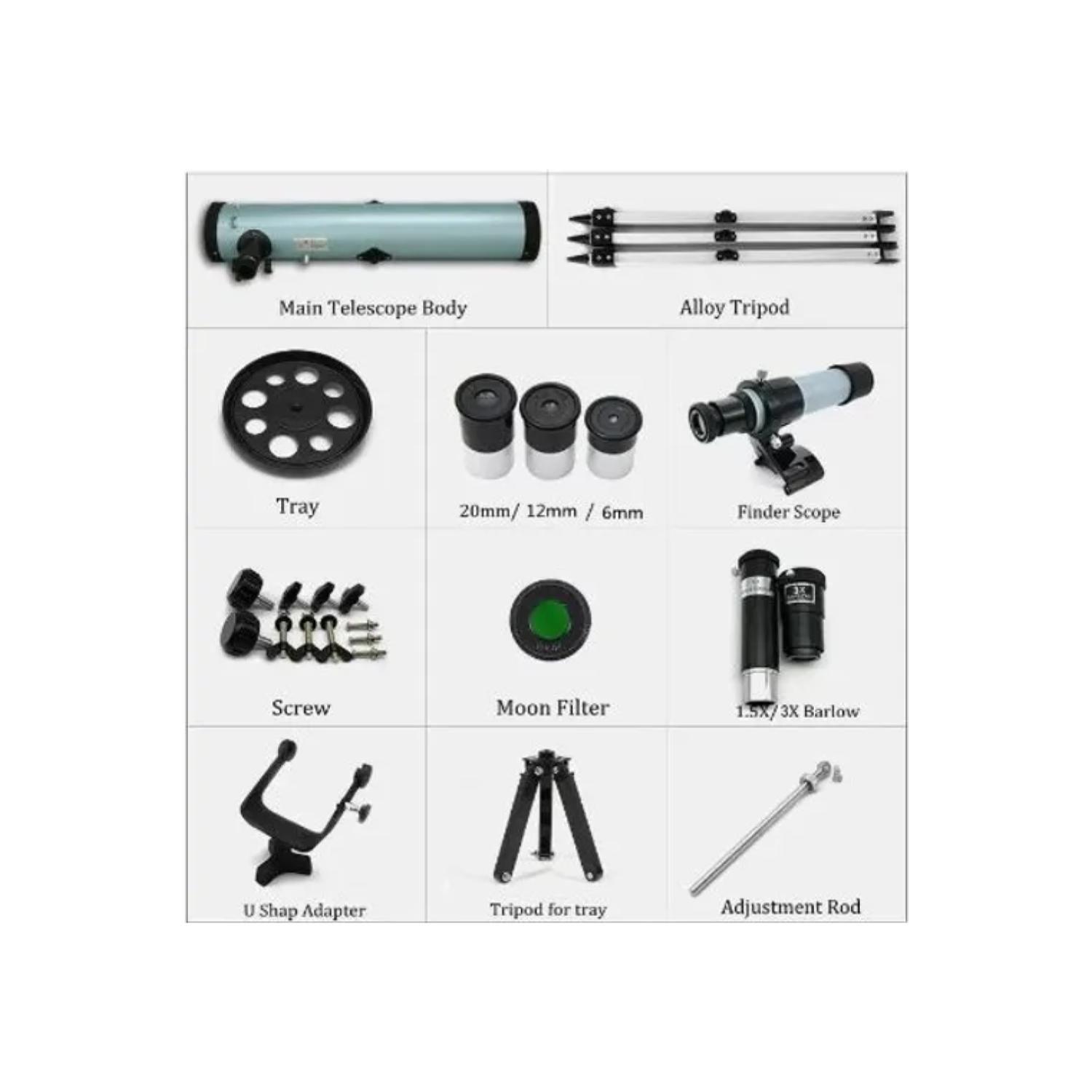 Telescopio Astronomico 76mm Accesorios Con Tripode-3