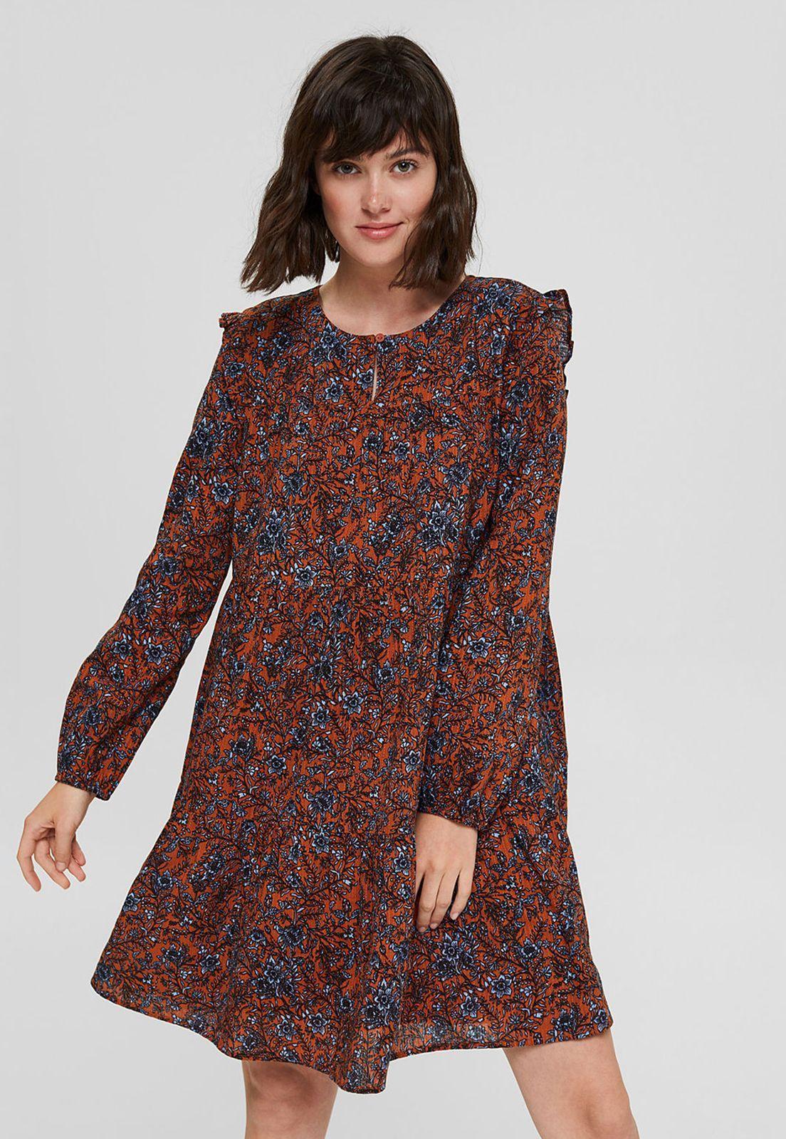 Vestido Mini Estampado Manga Larga Esprit-0