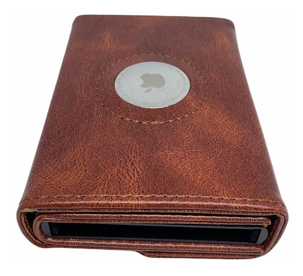 Tarjetero Billetera Airtag Cuero Premium Automático Aluminio-3