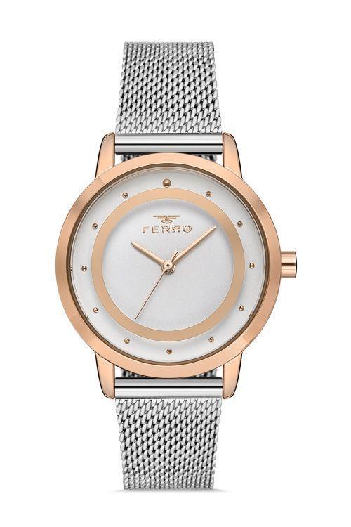 Reloj Análogo Mujer Silver Rose Gold FERRO -0