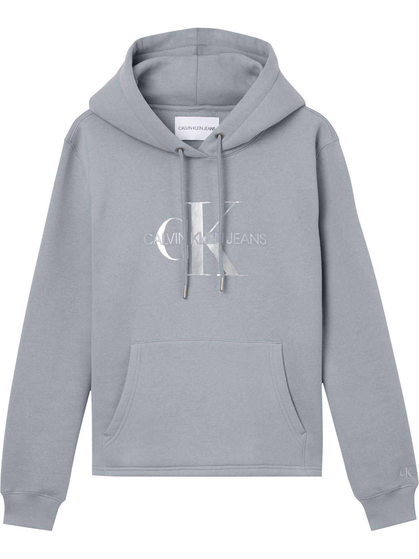 Hoodie Glossy Monogram Gris Calvin Klein-0