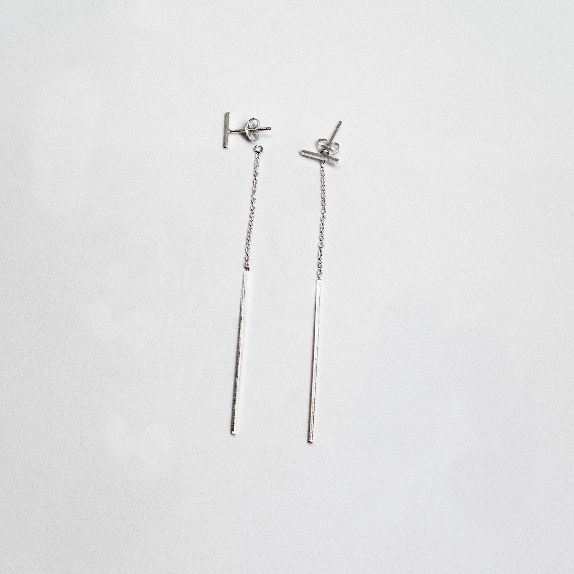 Aros con Cadena y Pasador con Tornillo Plata Philippa Joyas-0