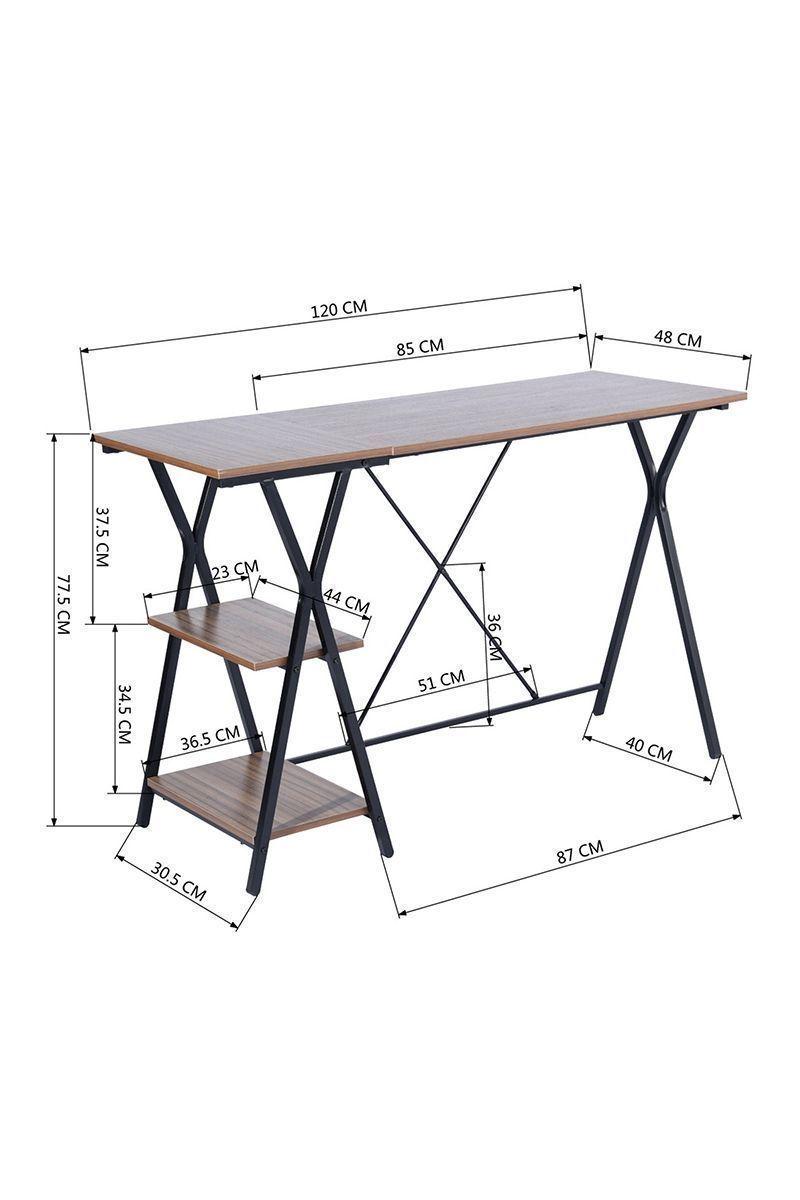 Escritorio Cruz Con Repisas 120x48x78cm Café-4