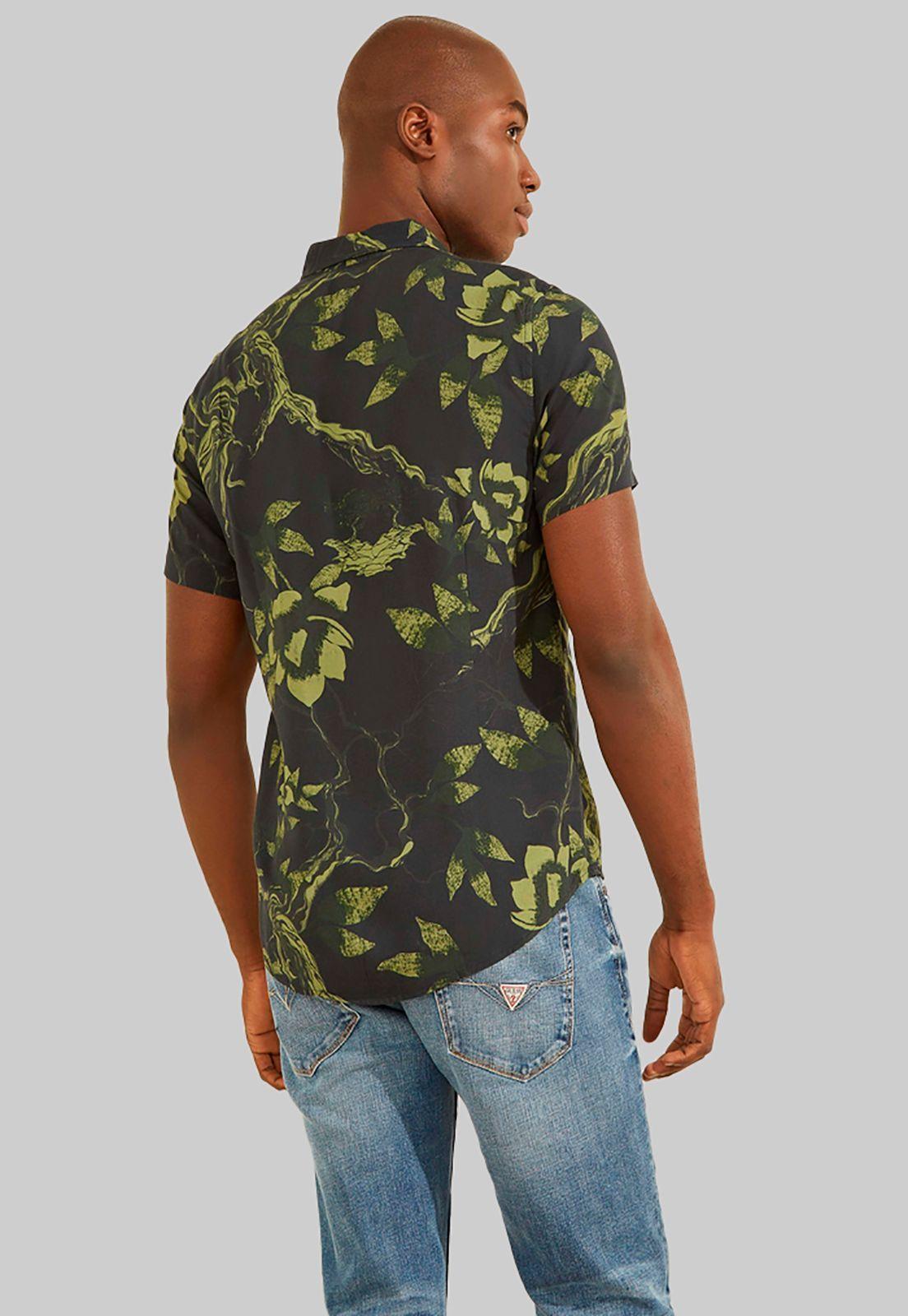 Camisa Guess Ss Eco Rayon Green Forest Shrt P80T Multicolor-2