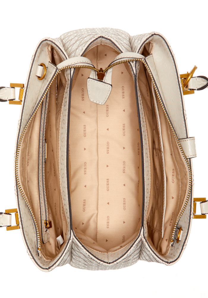 Cartera Gaia Triple Comprtmnt Satchel Crema Guess-3