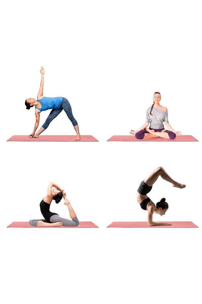 Mat Yoga Diseño Líneas Ajuste Corporal Rosa-1