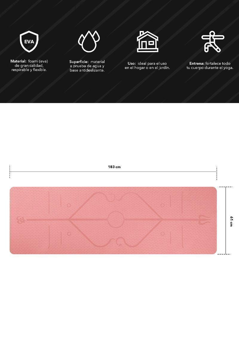 Mat Yoga Diseño Líneas Ajuste Corporal Rosa-2