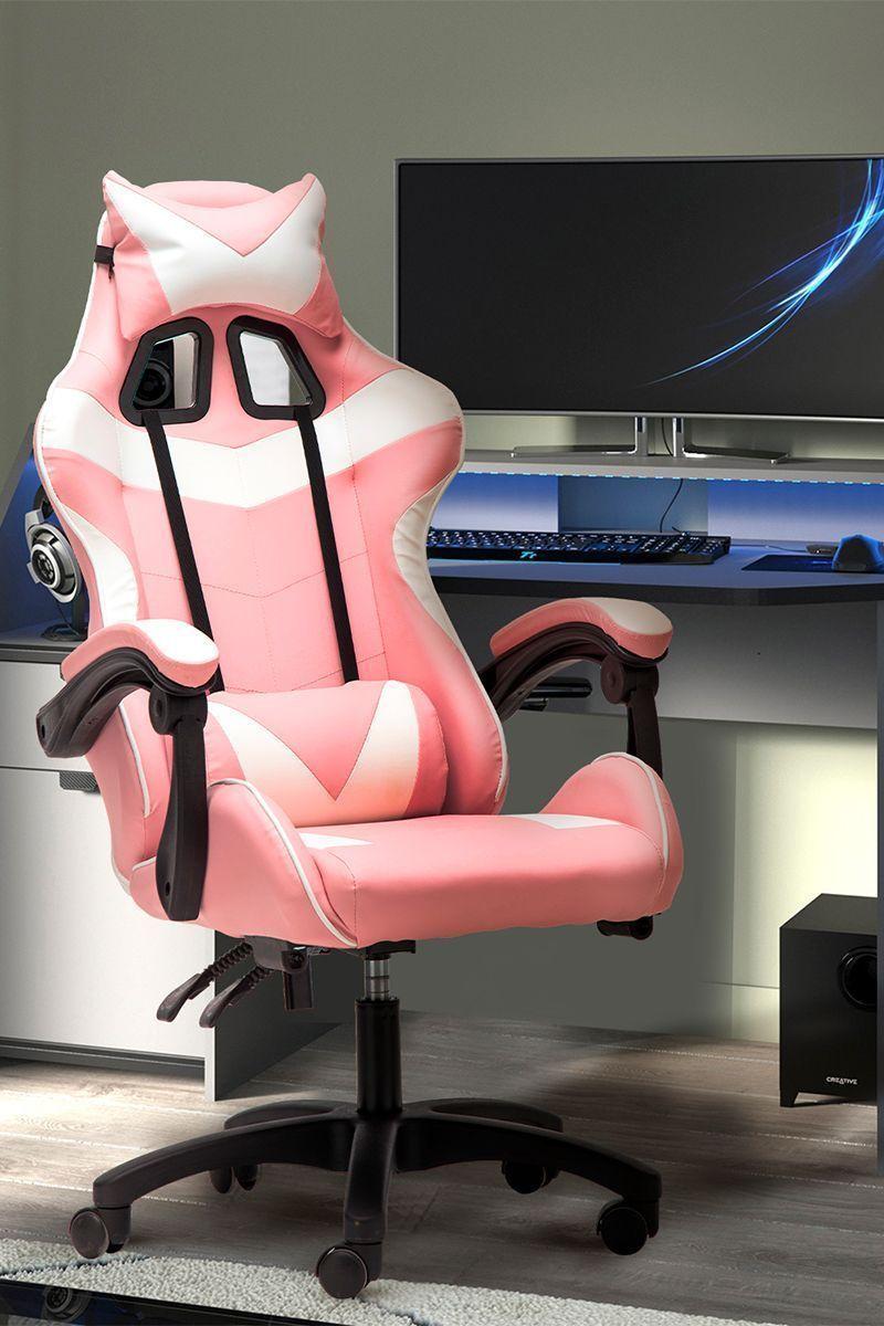 Silla Gamer Ultimate Racing Reclinable Rosa-1