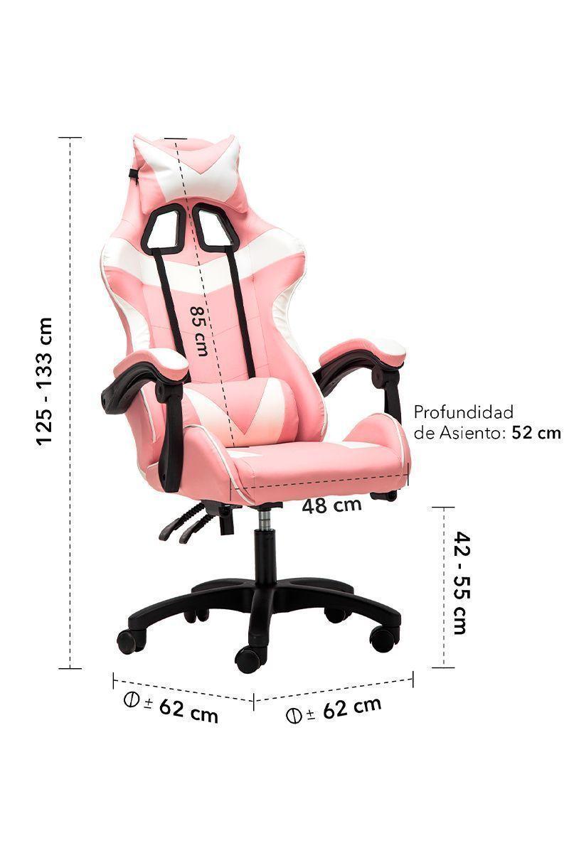 Silla Gamer Ultimate Racing Reclinable Rosa-2