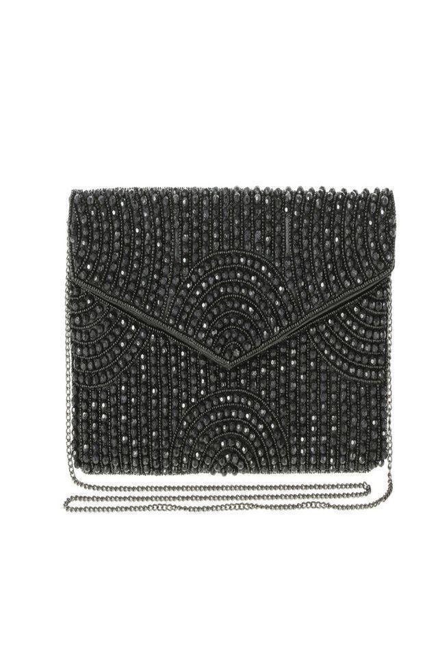 Clutch Black Beaded Humana-0