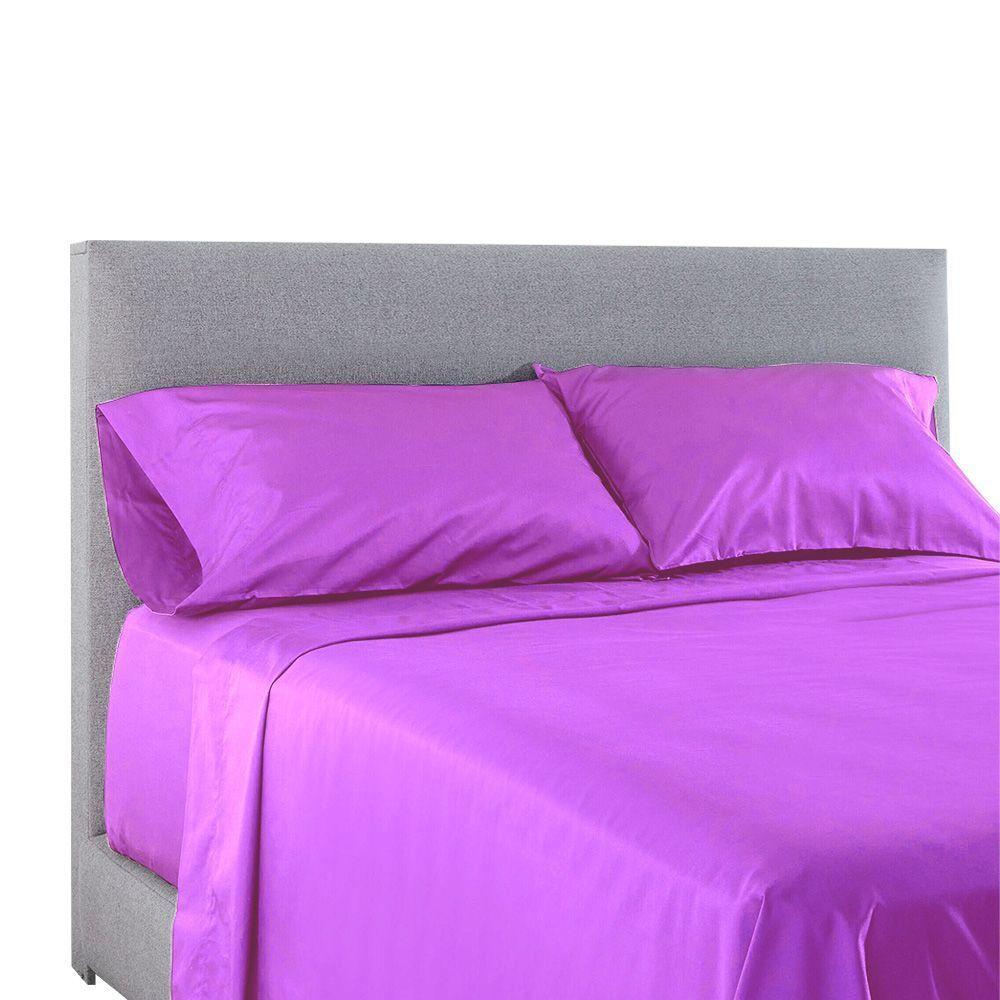 Juego Sabanas Lisa 2 Plazas + Fundas Violeta-0