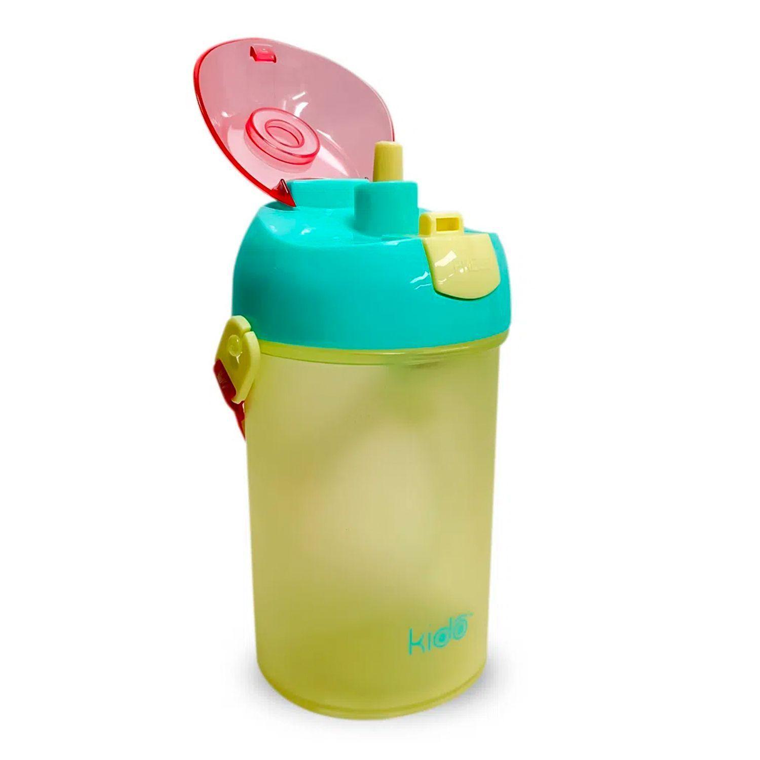 Botella Botón con Tapa Transportable 350 ml Celeste - KIDO-1